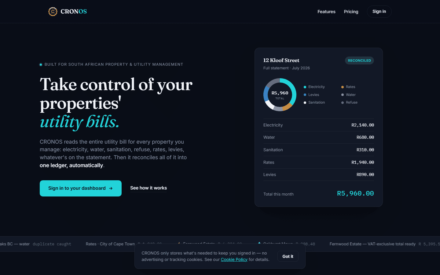 CRONOS — screenshot of the live site